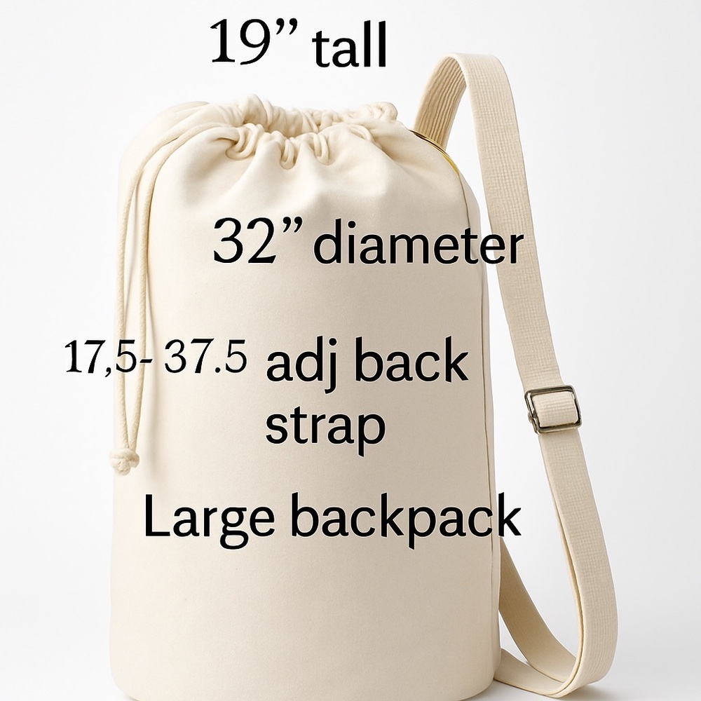 French Inspired Cream and Black Backpack with Rope Drawstring - Picture 3 of 3